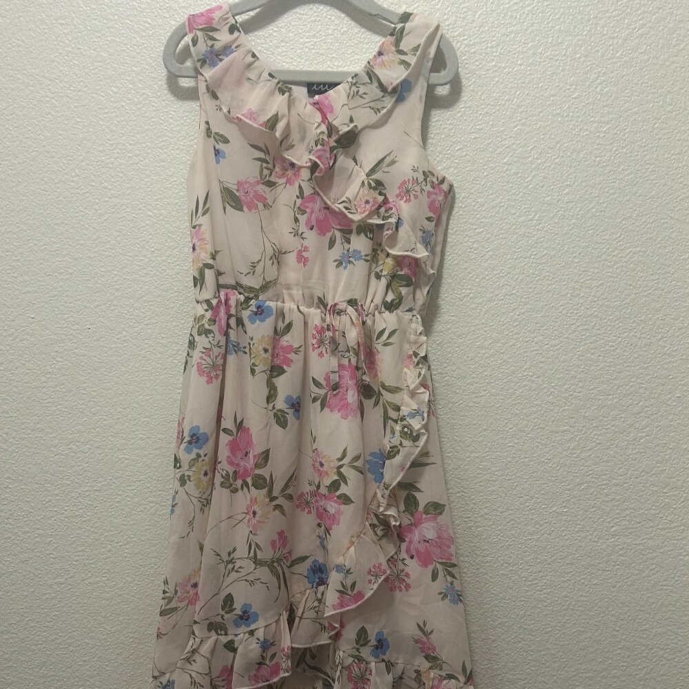 Lilt girl's sleeveless ruffled dress, hi/low hem, ruffles, lined, size 7